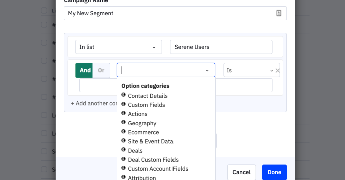 You can send an email campaign to a segment of your list in ActiveCampaign using logic filters