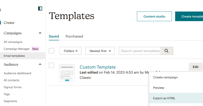 Remember to export any custom HTML templates you’ve made to keep your designer happy!